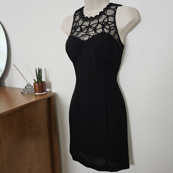 vtg 90s y2k grunge 80s curly embroider squiggle retro mom urban mini dress - Picture 1 of 7